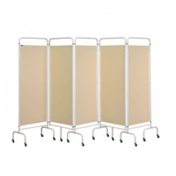 Sunflower Medical Beige Mobile Five-Panel Folding Hospital Ward Screen