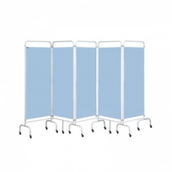 Sunflower Medical Sky Blue Mobile Five-Panel Folding Hospital Ward Screen