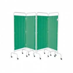 Sunflower Medical Forest Green Mobile Four-Panel Folding Hospital Ward Curtained Screen