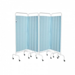 Sunflower Medical Pastel Blue Mobile Four-Panel Folding Hospital Ward Curtained Screen