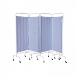 Sunflower Medical Summer Blue Mobile Four-Panel Folding Hospital Ward Curtained Screen