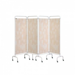 Sunflower Medical Beige Patchwork Mobile Four-Panel Folding Hospital Ward Screen