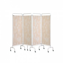 Sunflower Medical Beige Patchwork Mobile Four-Panel Folding Hospital Ward Screen