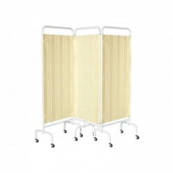 Sunflower Medical Beige Mobile Three-Panel Folding Hospital Ward Curtained Screen