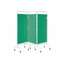 Sunflower Medical Forest Green Mobile Three-Panel Folding Hospital Ward Curtained Screen