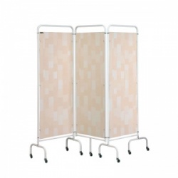 Sunflower Medical Beige Patchwork Mobile Three-Panel Folding Hospital Ward Screen