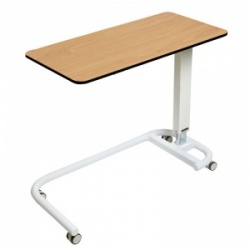 Sunflower Medical Beech Over Bed Table with C-Shaped Base and Compact Grade Laminate Flat Top with 1 Raised Lip