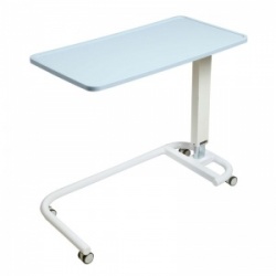 Sunflower Medical Blue Over Bed Table with C-Shaped Base and Recessed High Impact PVC Flat Top