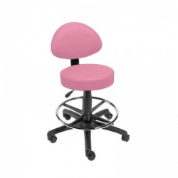 Sunflower Medical Salmon Gas-Lift Stool with Back Rest and Foot Ring