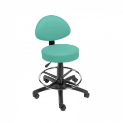 Sunflower Medical Mint Gas-Lift Stool with Back Rest and Foot Ring
