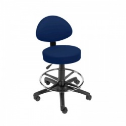 Sunflower Medical Navy Gas-Lift Stool with Back Rest and Foot Ring