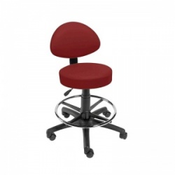 Sunflower Medical Red Wine Gas-Lift Stool with Back Rest and Foot Ring
