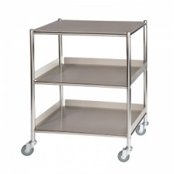 Sunflower Medical Surgical Trolley 66 x 52 x 86cm with Two Stainless Steel Trays and One Shelf