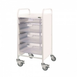 Sunflower Medical Vista 55 Storage Trolley with One Single and Three Double-Depth Clear Trays