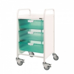 Sunflower Medical Vista 50 Storage Trolley with Three Double Depth Green Trays