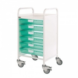 Sunflower Medical Vista 50 Storage Trolley with Six Single-Depth Green Trays