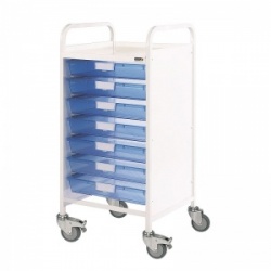 Sunflower Medical Vista 55 Storage Trolley with Seven Single-Depth Blue Trays
