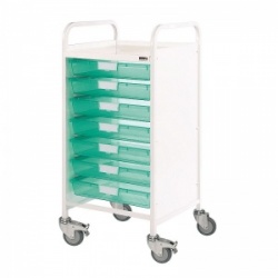 Sunflower Medical Vista 55 Storage Trolley with Seven Single-Depth Green Trays