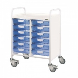 Sunflower Medical Vista 60 Double Column Storage Trolley with Twelve Single-Depth Blue Trays