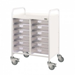 Sunflower Medical Vista 60 Double Column Storage Trolley with Twelve Single-Depth Clear Trays
