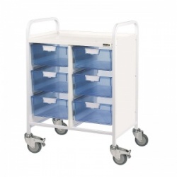 Sunflower Medical Vista 60 Double Column Storage Trolley with Six Double-Depth Blue Trays