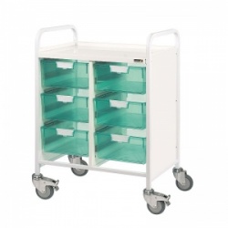 Sunflower Medical Vista 60 Double Column Storage Trolley with Six Double-Depth Green Trays