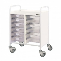 Sunflower Medical Vista 60 Double Column Storage Trolley with Six Single and Three Double-Depth Clear Trays