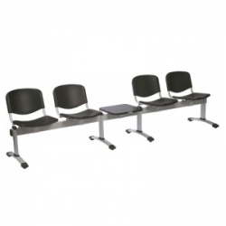 Sunflower Medical Black Plastic Venus Visitor 5 Section Seating with Table and Four Seats