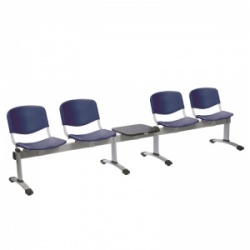Sunflower Medical Blue Plastic Venus Visitor 5 Section Seating with Table and Four Seats