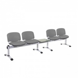 Sunflower Medical Grey Vinyl Venus Visitor 5 Section Seating with Table and Four Seats