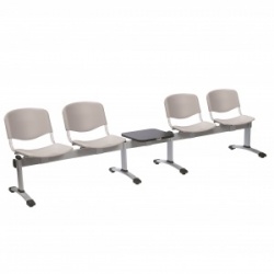 Sunflower Medical Grey Plastic Venus Visitor 5 Section Seating with Table and Four Seats