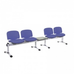 Sunflower Medical Mid Blue Vinyl Venus Visitor 5 Section Seating with Table and Four Seats