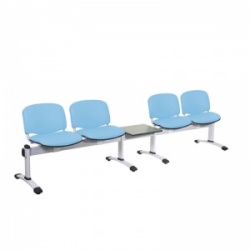 Sunflower Medical Sky Blue Vinyl Venus Visitor 5 Section Seating with Table and Four Seats