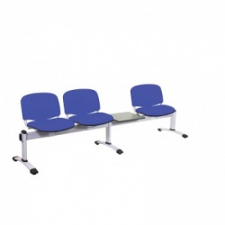 Sunflower Medical Mid Blue Vinyl Venus Visitor 4 Section Seating with Table and Three Seats