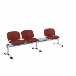 Sunflower Medical Red Wine Vinyl Venus Visitor 4 Section Seating with Table and Three Seats
