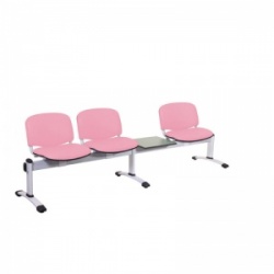Sunflower Medical Salmon Vinyl Venus Visitor 4 Section Seating with Table and Three Seats