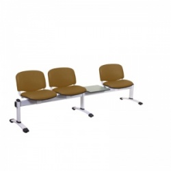 Sunflower Medical Walnut Vinyl Venus Visitor 4 Section Seating with Table and Three Seats