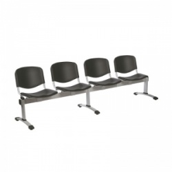 Sunflower Medical Black Plastic Venus Visitor 4 Section Seating with Four Seats
