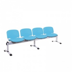 Sunflower Medical Sky Blue Vinyl Venus Visitor 4 Section Seating with Four Seats