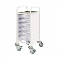 Sunflower Medical Vista 30 Narrow Clinical Trolley Stainless Steel with Six Single-Depth Clear Trays