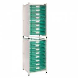 Sunflower Medical Vista High-Level Storage Module with 16 Single-Depth Green Trays
