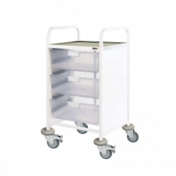 Sunflower Medical Vista 50 Standard Level Clinical Procedure Trolley with Three Double-Depth Clear Trays