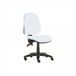 Sunflower Medical White High-Back Twin-Lever Vinyl Consultation Chair with Black Base