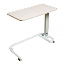 Sunflower Medical White Over Bed Table with C-Shaped Base and Recessed High Impact PVC Flat Top
