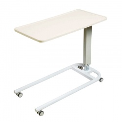 Sunflower Medical White Over Bed Table with Parallel Base and Recessed High Impact PVC Flat Top