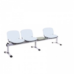 Sunflower Medical White Vinyl Venus Visitor 4 Section Seating with Table and Three Seats