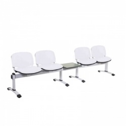 Sunflower Medical White Vinyl Venus Visitor 5 Section Seating with Table and Four Seats