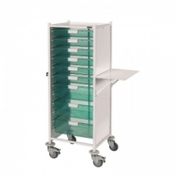 Sunflower Medical Vista 120 Storage Trolley with Six Single and Three Double-Depth Green Trays