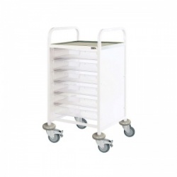Sunflower Medical Vista 50 Standard Level Clinical Procedure Trolley with Six Single-Depth Clear Trays