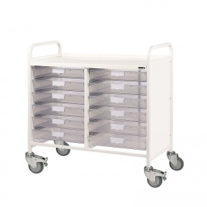 Sunflower Medical Vista 100 Double-Column Storage Trolley with 12 Single-Depth Clear Trays